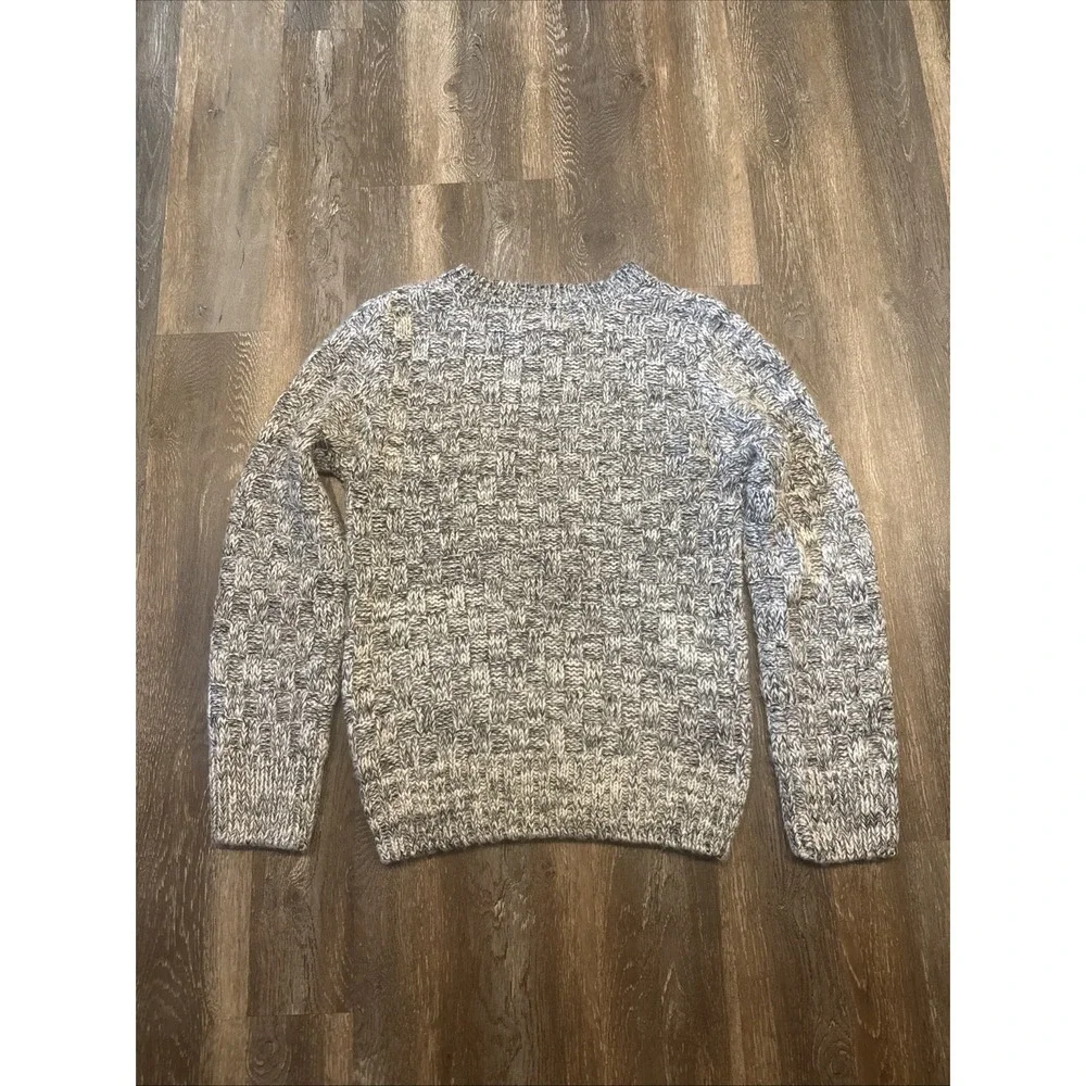 JOA Los Angeles Women's M Gray White Chunky Knit Crewneck Sweater Long Sleeve